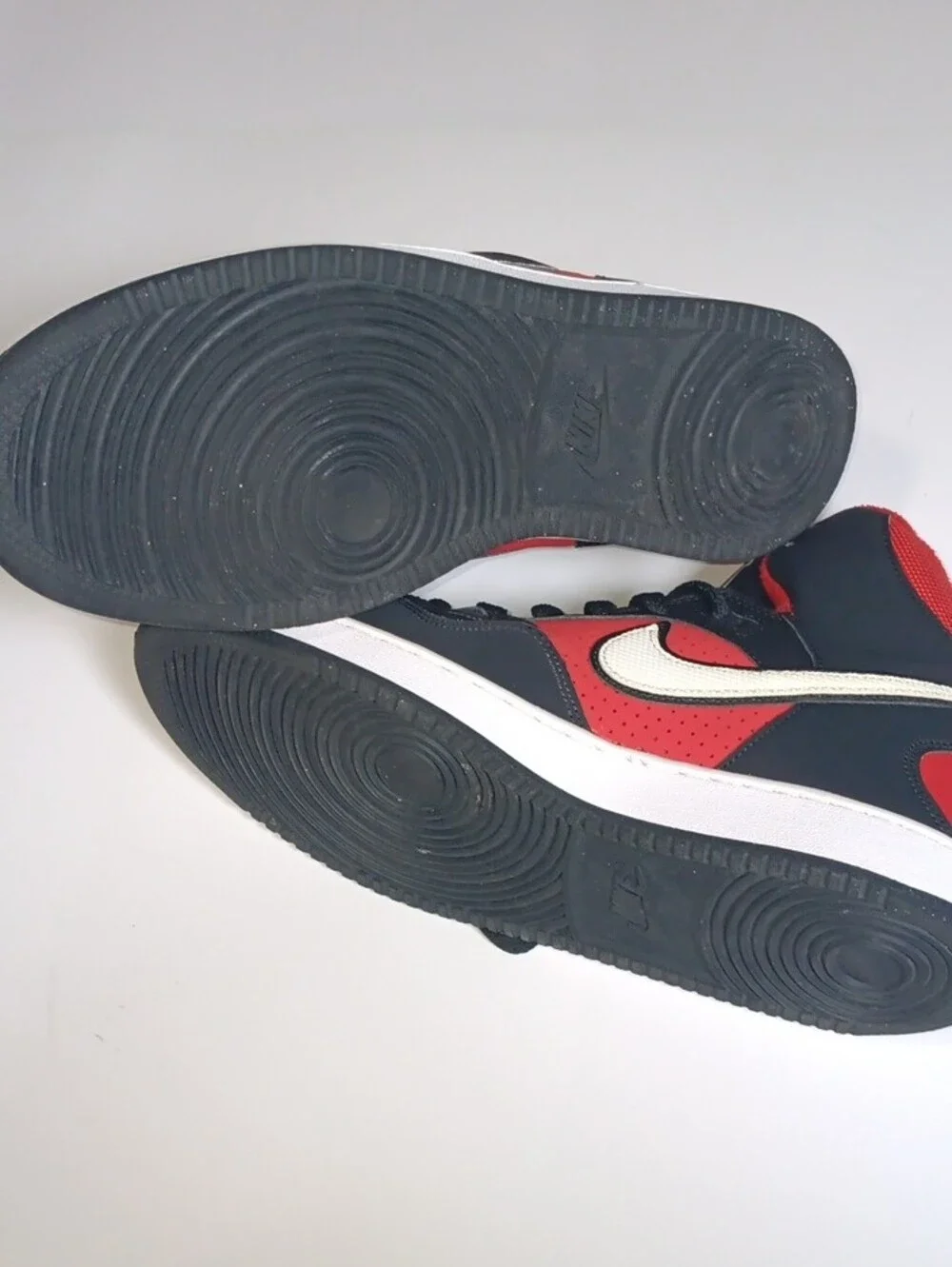 Nike 2015 Force Men's High-Top Sneakers in Black, Red and White Swoosh